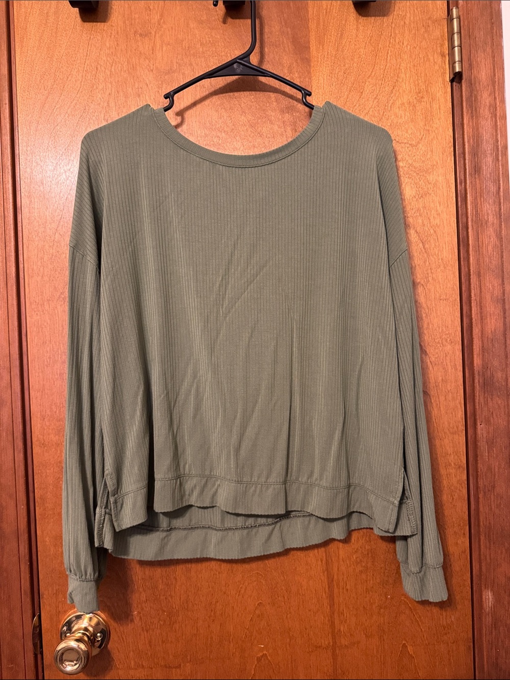 Old Navy Olive Green Ribbed Long-Sleeve Top